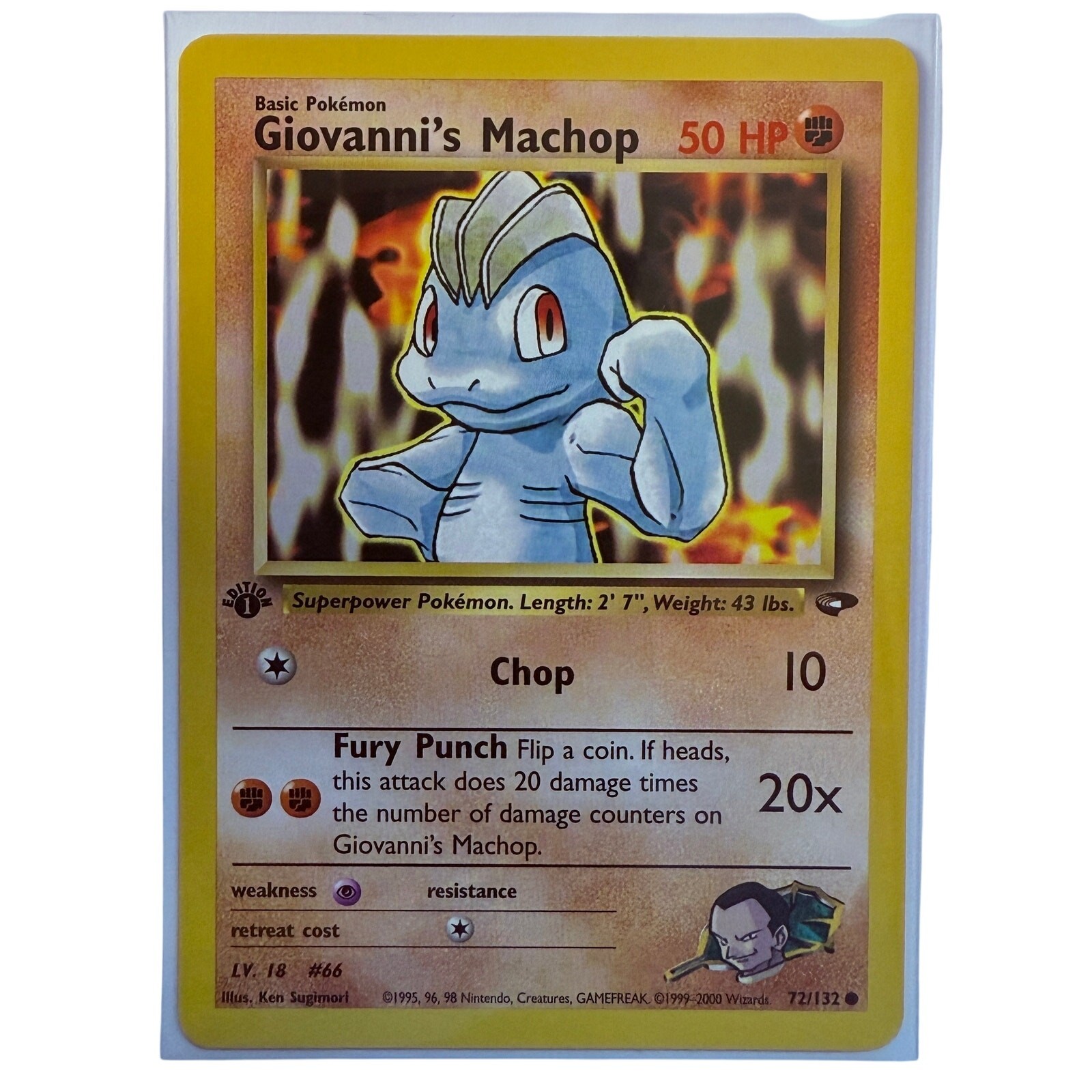 Pokémon Giovanni's Machop 1st Edition 72/132 Gym Challenge Common Card NM-MT