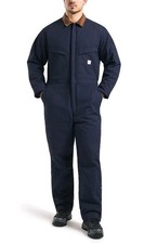 Hisea Navy Coveralls Jumpsuit Quilt Lined Collared Long Sleeve Mens XL Workwear
