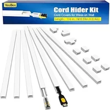 116In Cord Hider Kit, Cord Covers for Wires on Wall, Cord Hider for Wall Mount T