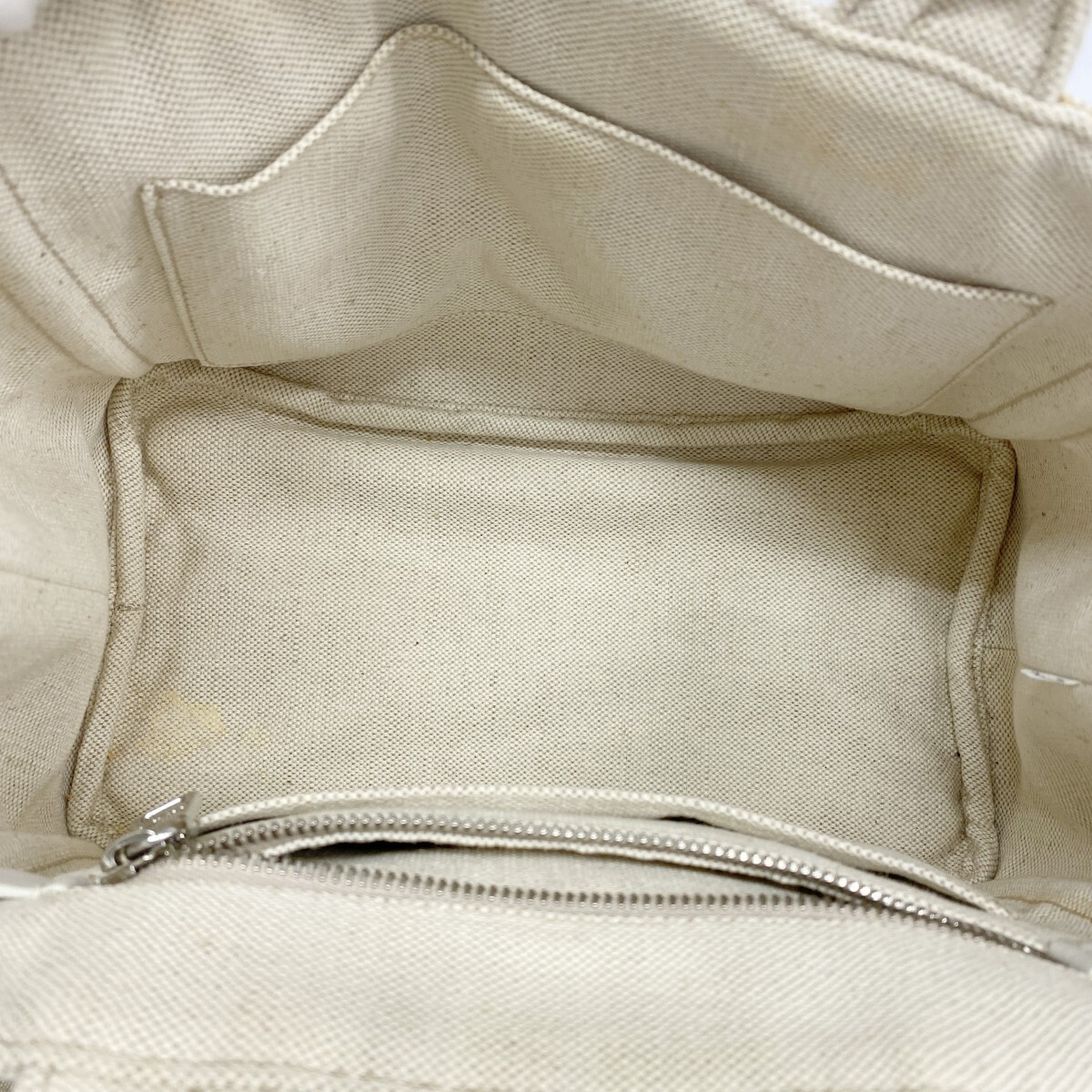 6ad4159 k r PRADA Tote Bag Canapa Canvas White Beige Silver Hardware 2way Bag U thumbnail 4