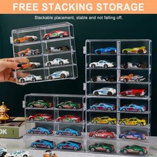 Model Car Diecast Display Case 1:64 Scale 8 Car Compartment w/ Locking Latch US