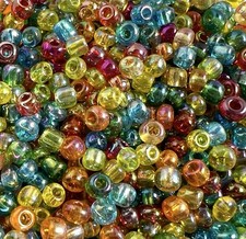 SIZE 8/0 Transparent LUSTER MIX 28 Grams LOOSE GLASS SEED BEADS LOT
