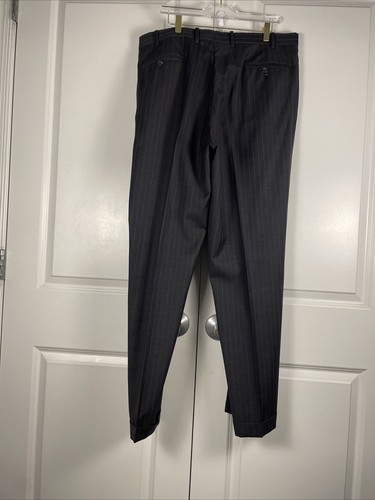 Ralph Lauren 44L | 38x32 Gray Wool Pinstripe 2Pc Suit Pleated Cuffed Pants - Picture 9 of 10
