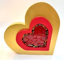 Stained Glass Mosaic Heart: Red Mosaic Handmade Stand Alone or Wall Art