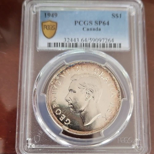 1949 Canada $1 Silver PCGS SP64 Floreat Terra Nova Commemorative Coin