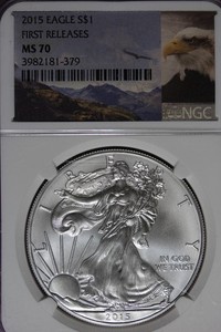 2015 NGC MS70 FIRST RELEASES AMERICAN SILVER EAGLE #B51641
