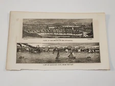 Mouth of the Cuyahoga & Sandusky City Ohio c. 1861 Engraving (217)