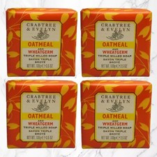 Crabtree  Evelyn Oatmeal  Wheatgerm Soap 4-Pack 4x 100g Triple Milled NEW