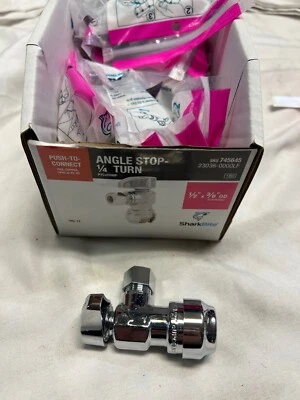 Case of 12 SharkBite 23036 Brass Push Angle Stop Valve, 1/2 in. x 3/8 in Chrome