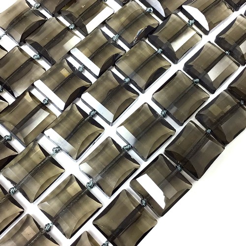 Transparente braune Kristall facettierte flache quadratische Perle 18 mm flache Perle handgeschnitten - Bild 2 von 9