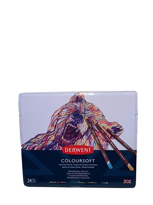 Derwent Coloursoft 24 Colour Pencils Tin - Derwent