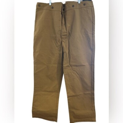 Brassada Tan Canvas Cowboy Work Pants Size 50x33 Cinch Belt & Suspenders NWOT