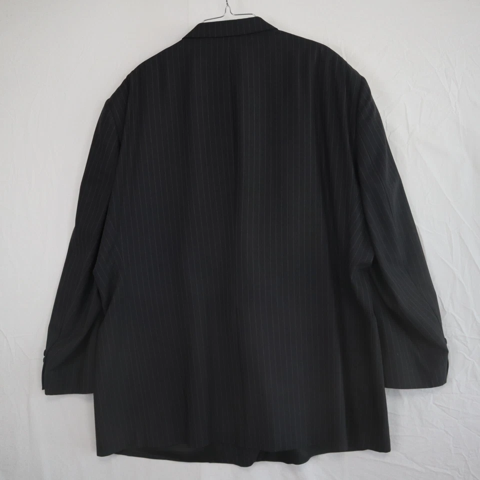 Blazer Burberrys Masculino 54L Dois Botões Jaqueta de Lã Casaco Formal Listrado Preto - Imagem 2 de 4