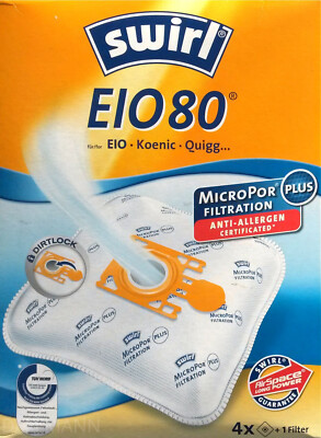 4 Beutel SWIRL EIO 80 MicroPor Staubsaugerbeutel EIO80 frei Haus per Brief 