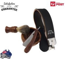 VINTAGE BARBER SALON STRAIGHT CUT THROAT SHAVING RAZOR Gift Set 4 Pc Kit Luxury