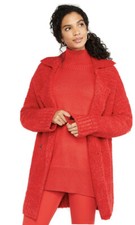 Ann Taylor Fuzzy Red Coatigan Xxl New Nwt Sweater Jacket Red Boucle