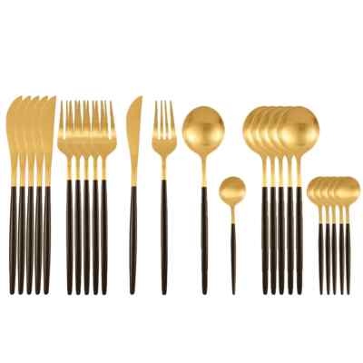 24Pcs Stainless Steel Dinnerware Set Cutleri Silverware Tableware Set Supplies
