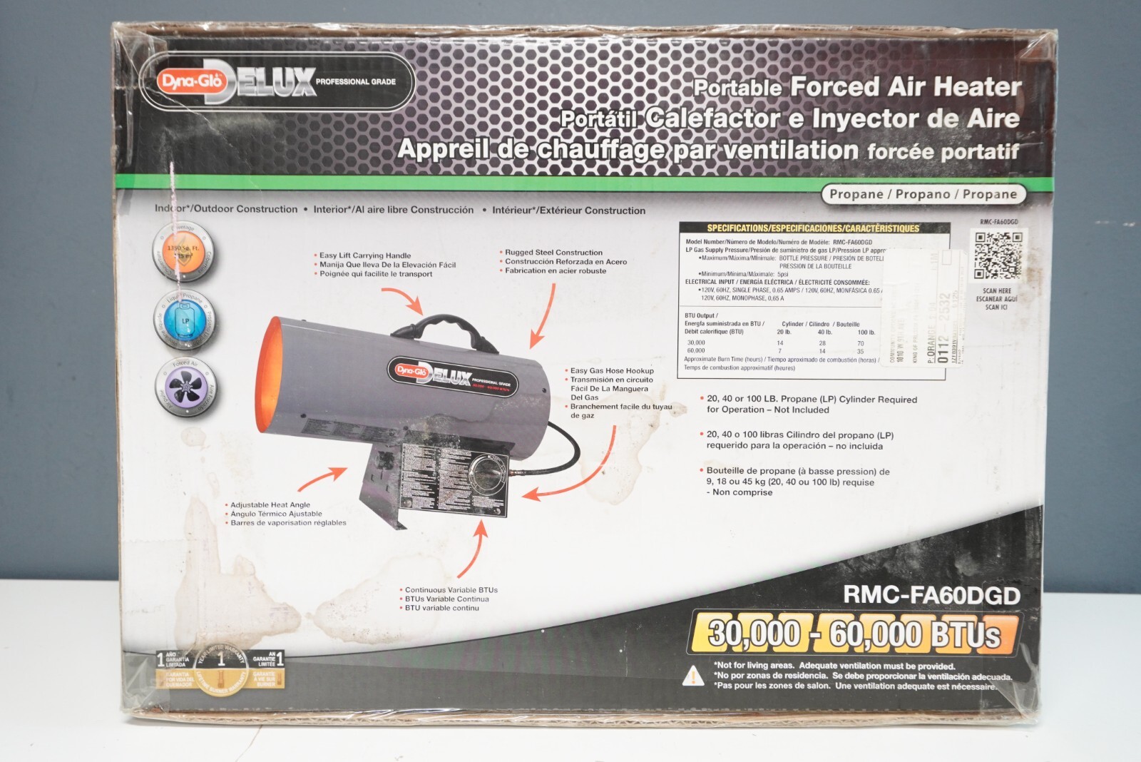 Dyna-Glo Heater RMC-FA60DGD Delux 30K-60K BTU Portable Forced Air Propane  Heater 872076015871 | eBay