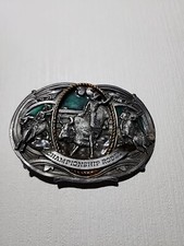 VINTAGE 1986  CHAMPIONSHIP RODEO  TROPHY WESTERN  COWBOY BELT BUCKLE.