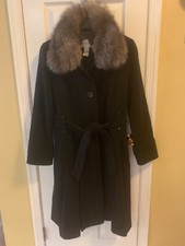 Wool-blend Dress/walking Coat W Detachable Real Fox Fur Trim Collar Chadwick’s L