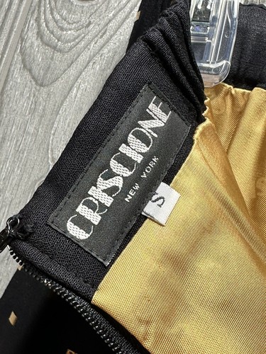 Criscione New York Women's Vintage Skirt Black Gold Accent Size Small Made USA - Picture 5 of 13