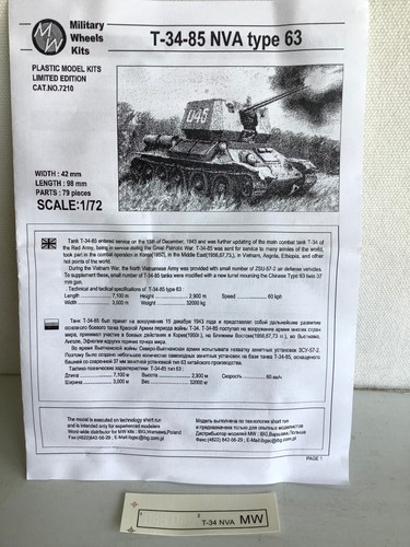 ✅ Ruote militari 7210 1:72 Panzer T-34/85 NVA tipo 63 (EH61-15K2/3/4) - Foto 8 di 9