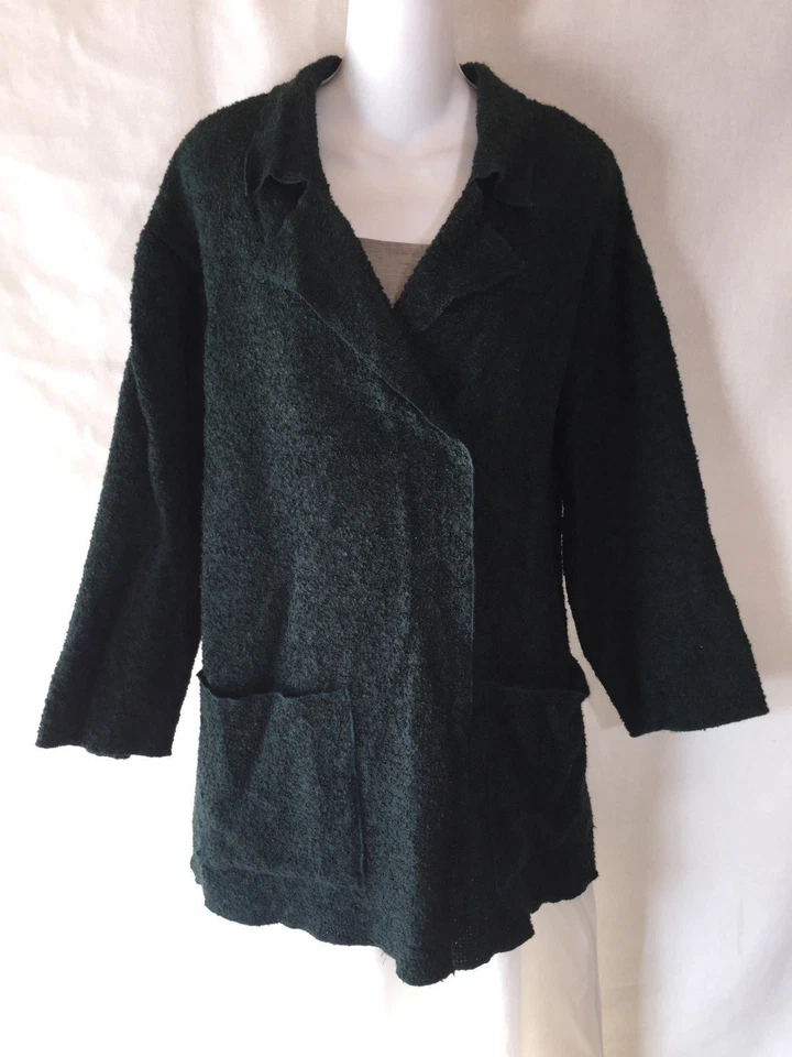 Cárdigan Suéter Chaqueta Preston & York Talla Mediana Verde Lana Nubby Lagenlook M Foto 3 de 4