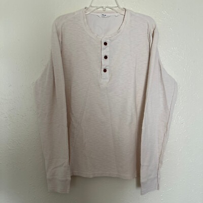 NN07 No Nationality Shirt Mens 2XL Beige Henley Long Sleeve