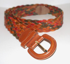 Women's Vintage Multicolor Woven Italian Leather Belt ITALY / Size MEDIUM