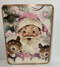 Christmas Pink Wall Decor Holiday Vintage Style Die Cut Cardboard 5. 5 X 7. 5