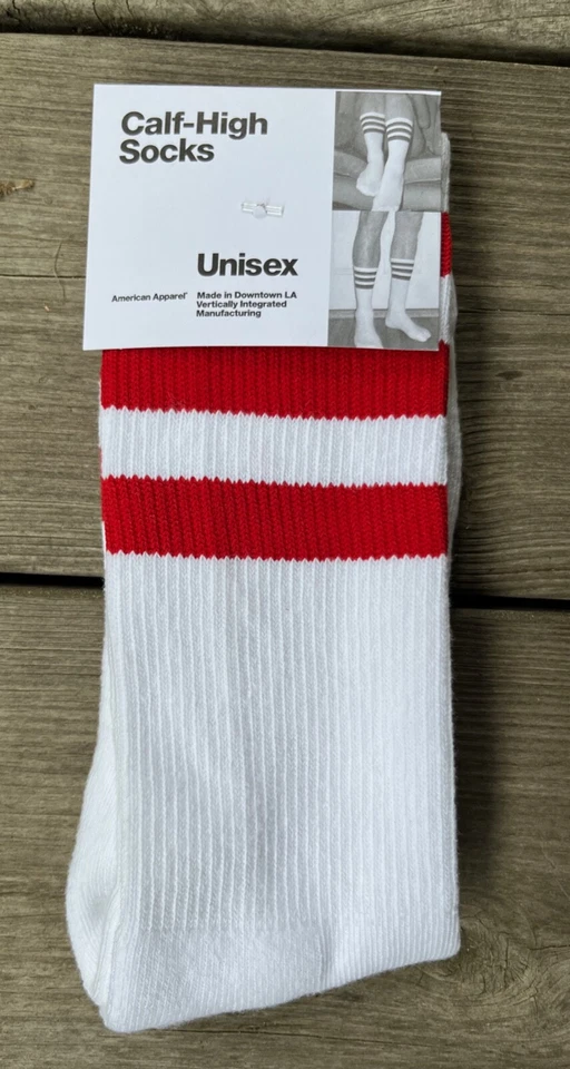 American Apparel унисекс в полоску икры высоты экипажа носки сделано в США - Изображение 2 из 4