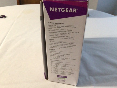 NETGEAR AC1600 Wifi Cable Modem Router C6250 - Black (C6250-100NAS) - Picture 8 of 8