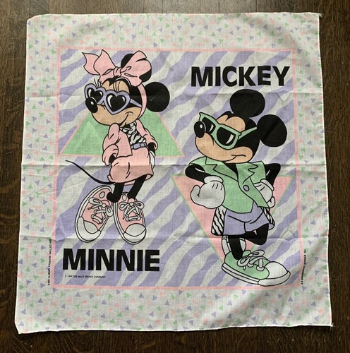 Vintage 1989 Walt Disney Scarf 24 by 24 inches Mickey And Minnie Mouse