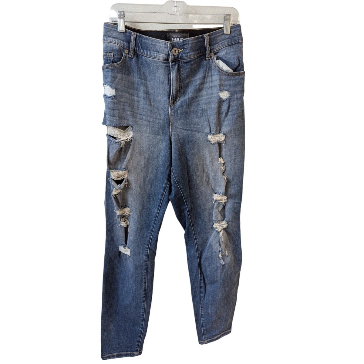 Torrid Sz 22R Bombshell Skinny Jeans Blue Premium Stretch High Rise  Destructed