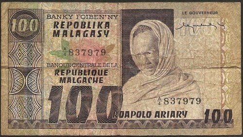 Madagascar - Billete De Banco De 100 Francos 1974 ! P#63