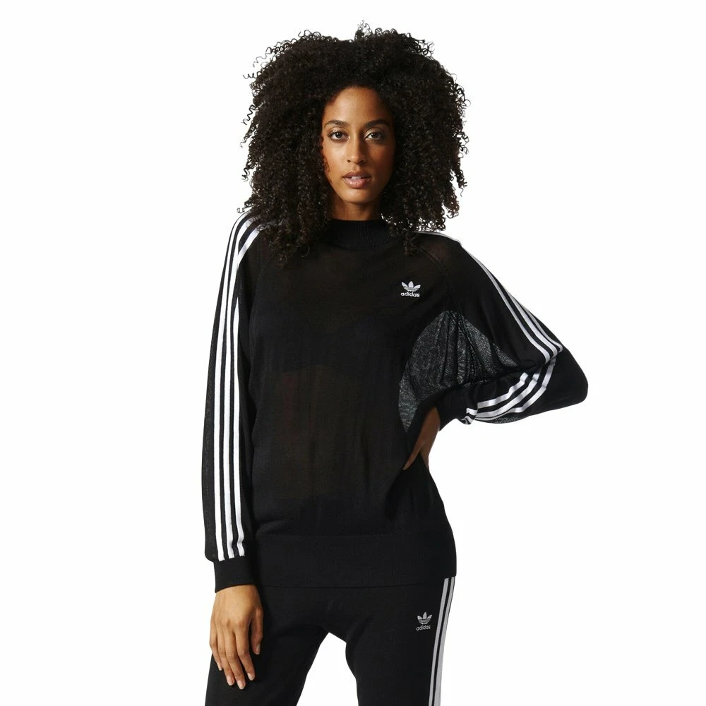 adidas Originals 3 Stripes Sweatshirt Damen Sweater Schwarz