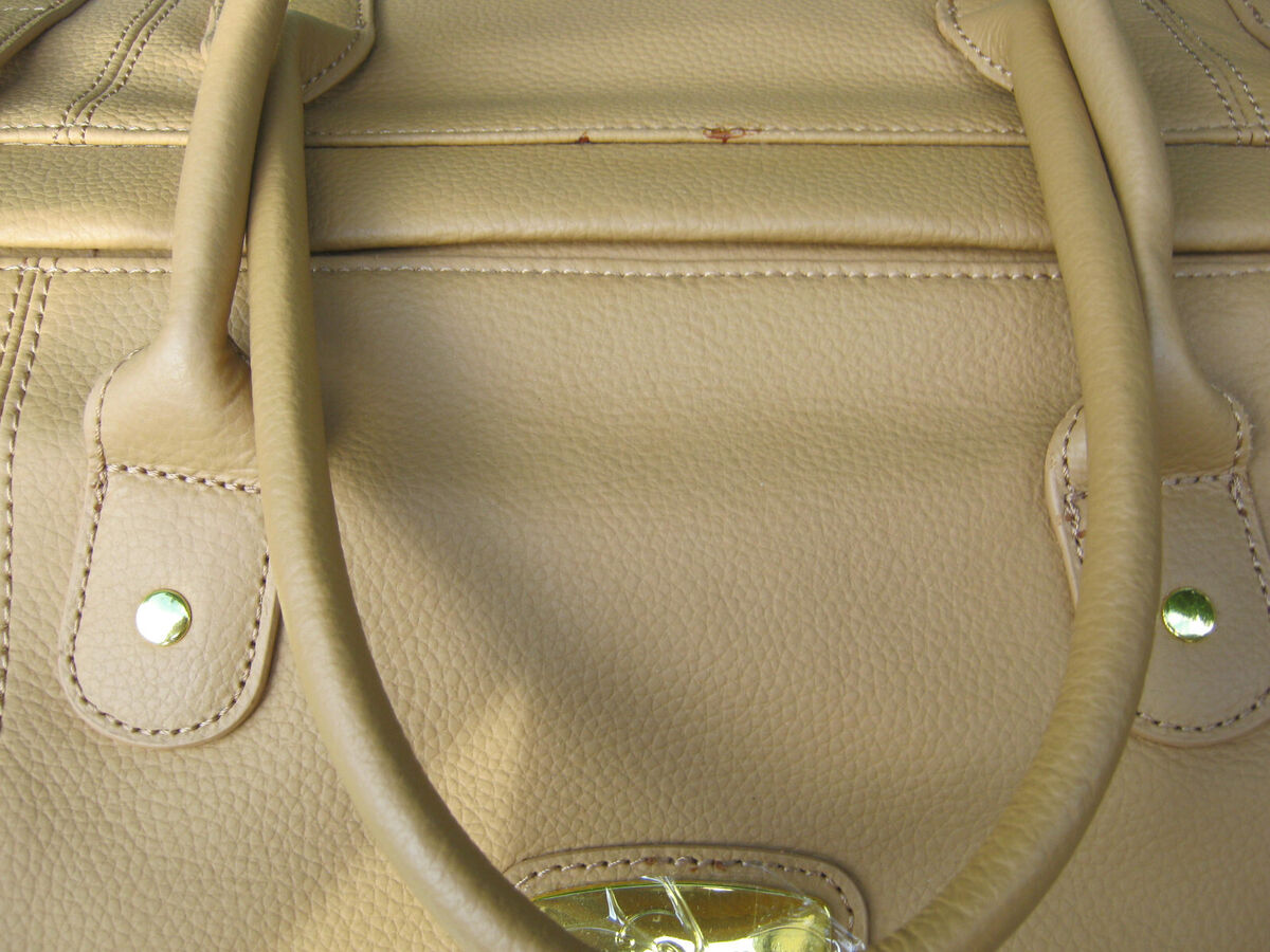 JOY Leather Designer Weekender Bag 2 Piece Camel Sm Flaw See
