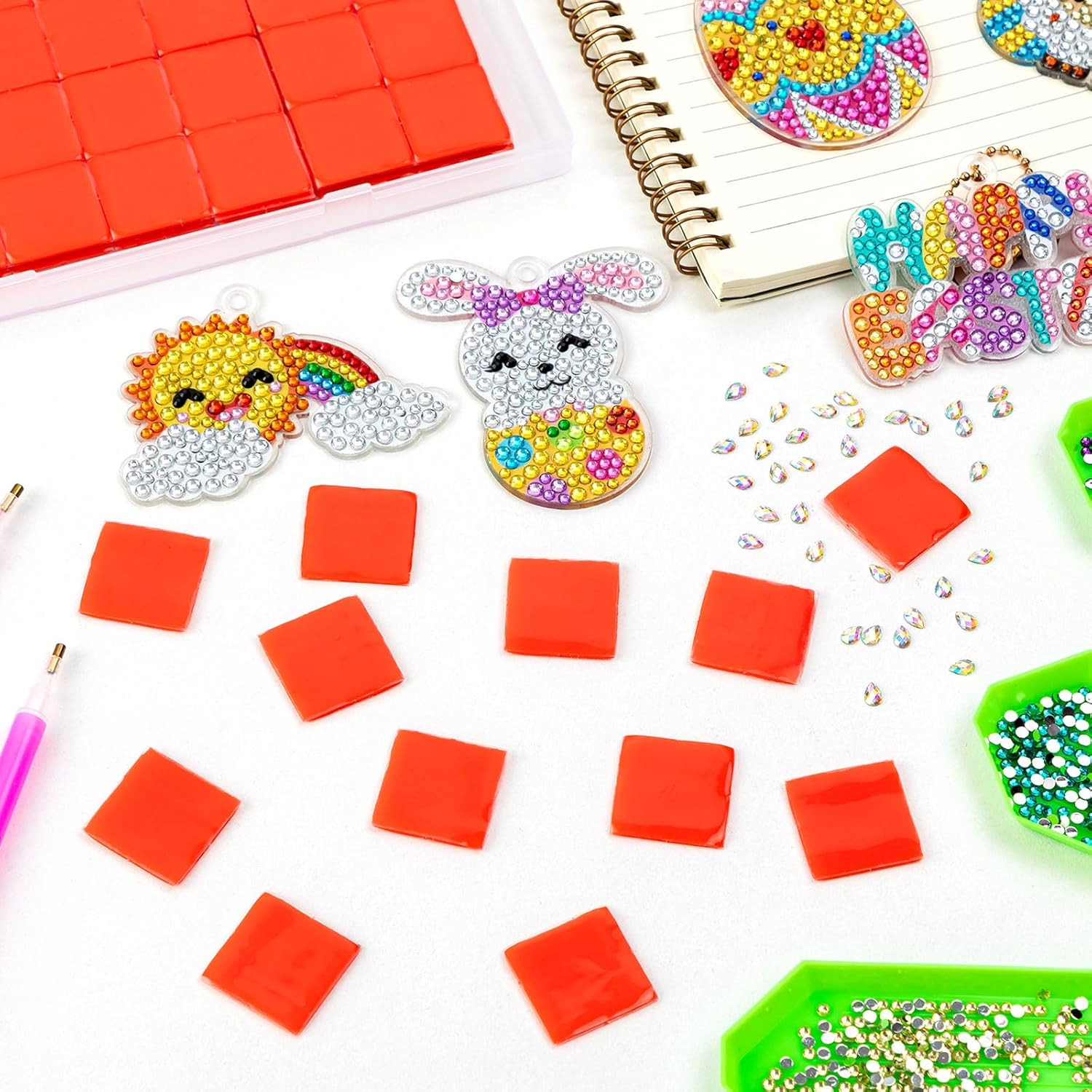 SYWHXY 100Pcs Diamond Art Wax DIY Painting Glue Clay, Red Refills with Storage B