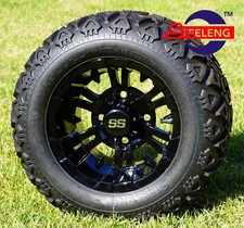 Golf Cart 10 Black Vampire Wheelsrims And 18x9-10 Dot All Terrain Tires 4