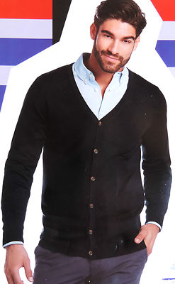 Herren Feinstrick Cardigan S M L XL Pullover Strickjacke 70% Baumwolle TOP NEU