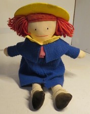 Vintage Madeline 14" Plush Baby Doll Eden Toys Yellow Hat Blue Coat Used Toy