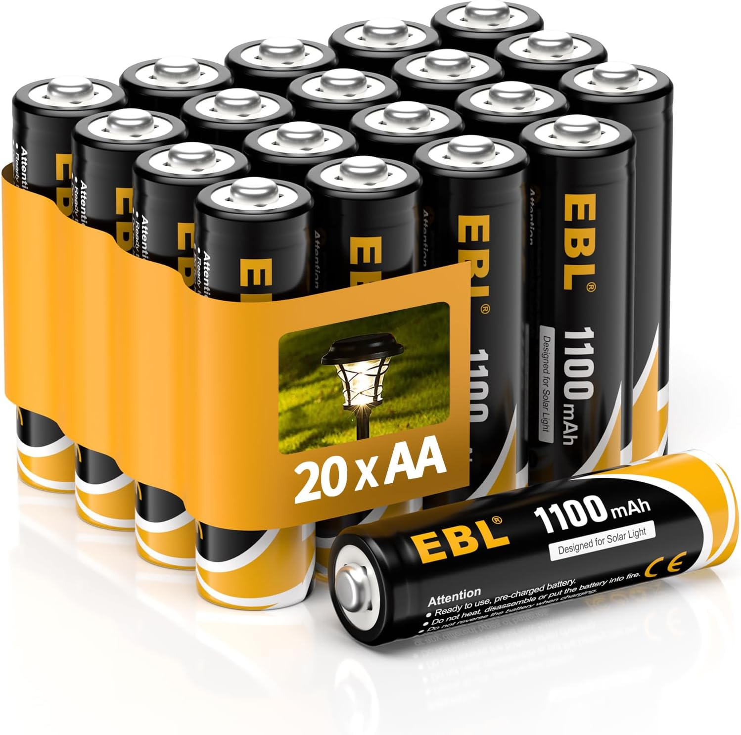 Solar AA Batteries for Outdoor Solar Lights Garden Lights Household Devices, Pre-image