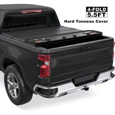 5.5ft Hard Tonneau Cover 4-fold For 2015-2025 Ford F150 F-150 Truck Bed W Lamp