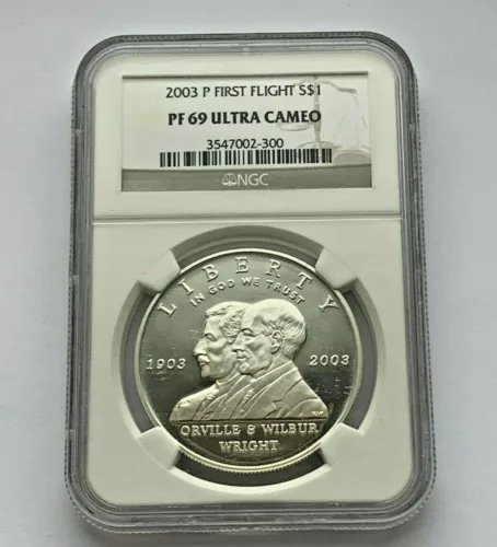 2003 P SILVER FIRST FLIGHT SILVER $1 PROOF NGC 69 ULTRA CAMEO COIN