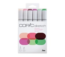 New COPIC Sketch 6 Color Marker Set Floral R01, RV13, RV69, V05, YG51, YG45