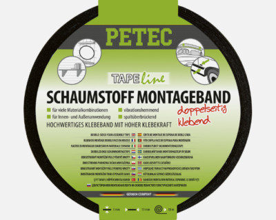 PETEC Foam Mounting Tape Double-Sided Adhesive Tape Strips Black 10M X 19Mm