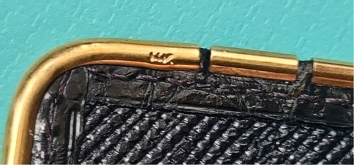 VINTAGE CARTIER 14K SOLID YELLOW GOLD RIM CROCODILE CHECKBOOK WALLET BIFOLD - Picture 8 of 12