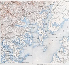 1908 MARYLAND - CHESAPEAKE BAY Map ORIGINAL  GUNPOWDER RIVER - PATAPSCO
