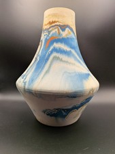 Large Blue Vintage Nemadji Pottery Vase