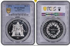 1974 PCGS Gold Shield MS68. 50 Francs. France. #18063.